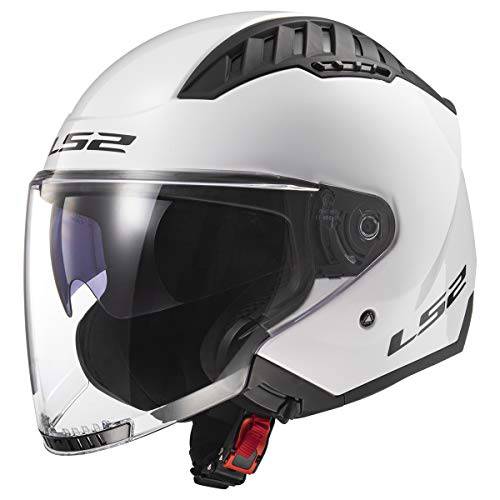 LS2 헬멧 콥터 오픈 페이스 헬멧 (광택 화이트 - 스몰)