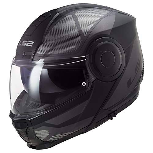 LS2 헬멧 Horizon 액슬 모듈식 헬멧 w/ 차양막 (블랙 티타늄 - 라지)