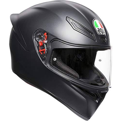 AGV 0101-11759 Unisex-Adult 풀 페이스 K-1 오토바이 헬멧 (매트 블랙, 미디엄/ 라지)