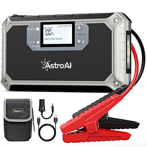 AstroAI 자동차 점프 스타터 2000A, 라지 디지털 LCD 스크린, 세이프 배터리 부스터, 휴대용 보조배터리, 파워뱅크 충전기 and 점퍼 케이블 up to 7.0L 가스 5.0L 디젤 엔진 LED 라이트