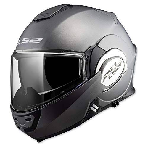 LS2 헬멧 오토바이&  파워스포츠 Helmet’s 모듈식 Valiant (매트 티타늄, 라지)