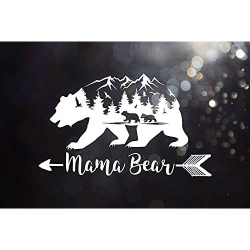 Mama Bear and 2 Cubs 데칼 - 자동차, 노트북, 컵, Bear 비닐 스티커, 자연 Bear, 마운틴 Bear, Mom of 1, Momma Bear, 1 Cubs (화이트)
