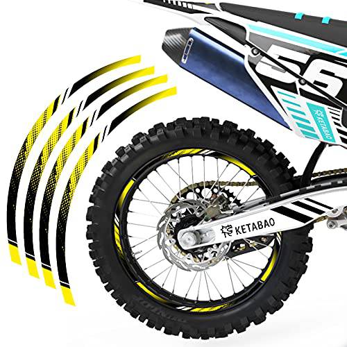 KETABAO MX 자전거 림 테이프 D01 데칼 스티커 Stripes 21 18 인치 호환가능한 DR-Z 250 400 DR250Z DR 400Z (Yellow)