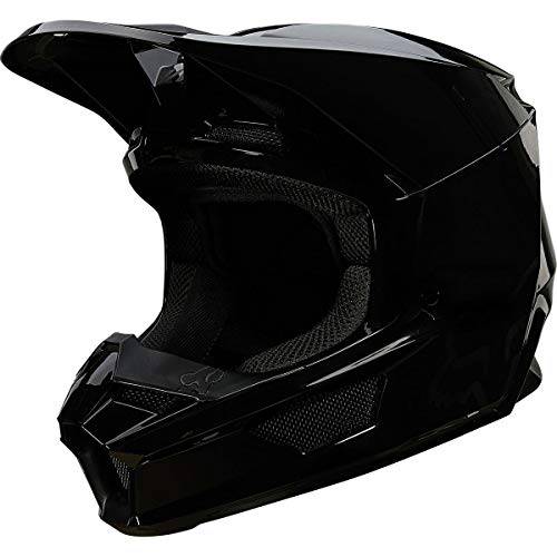 Fox 레이싱 남성용 V1 크로스 헬멧, 블랙 - Plaic, X-Small