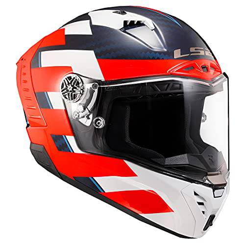 LS2 헬멧 썬더 카본 Alliance 헬멧 (레드/ 화이트/ 블루 - 라지)