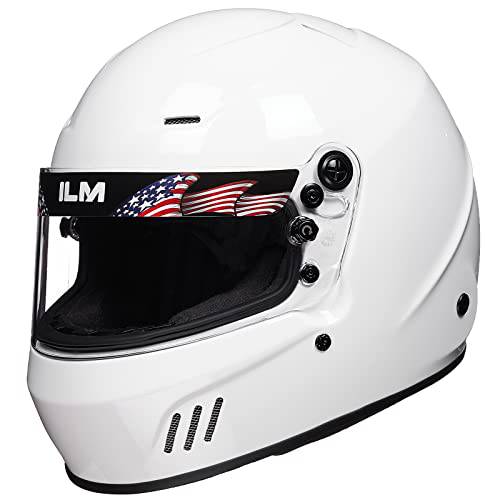 ILM Snell SA2020 풀 페이스 오토 자동차 레이싱 헬멧 남녀공용, 남녀 공용 모델 760(White, L)