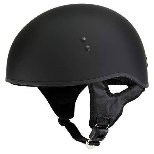 핫 Leathers T68-SP ’the O.G.’ No 로고 플랫 블랙 오토바이 도트 해골 캡 헬멧 - 라지