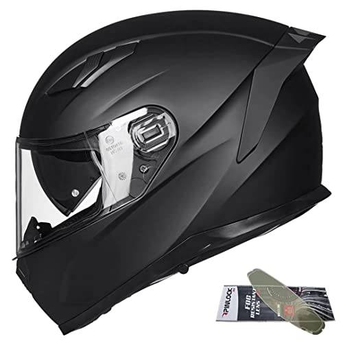 Auboa Anti-fog 풀 페이스 오토바이 헬멧 Pinlock 성인 ATV 크로스 파워스포츠 Casco 헬멧 DOT(Matte 블랙, XL)