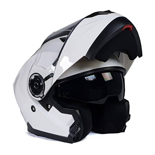 밀워키 헬멧 MPH9816DOT ’브리즈’ 화이트 Advanced 오토바이 모듈식 헬멧 드롭 다운 썬바이저 - X-Small