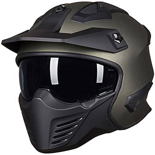 ILM 오픈 페이스 오토바이 3/ 4 하프 헬멧 모페드 ATV 크루저 스쿠터 도트 (미드나잇 그린, M)