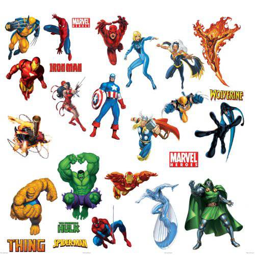 마블 Heroes 만화 - Spider-man, Captain America, 헐크, Fantastic 4, Thing, 토르, 울버린, Ironman, 고스트 Rider 벽면 데칼