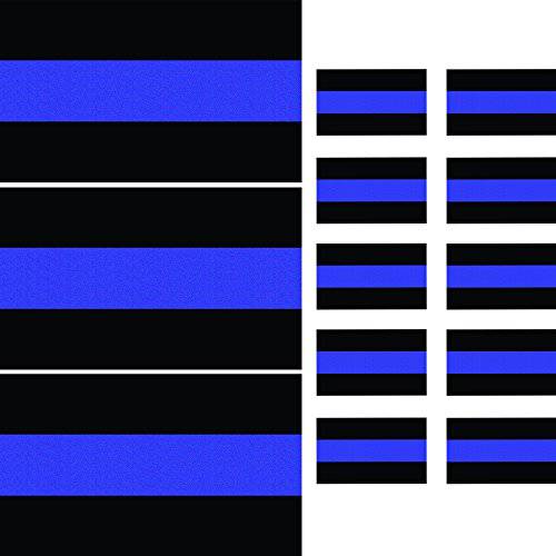 Reflective Thin Blue Line 데칼,도안 (3 Pack, 5 x 3)&  특허 Plate 스티커 (10 Pack, 1.5 x 1) 데칼,도안 for 자동차&  트럭, Honoring Police Law Enforcement