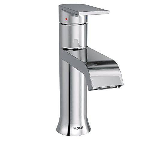 Moen 6702 Genta One-Handle 싱글 Hole 모던 화장실 싱크대 Faucet with 선택 Deckplate, Chrome