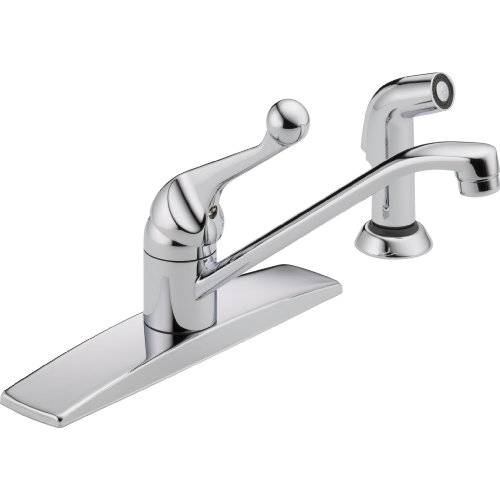 Delta Faucet 클래식 Single-Handle 부엌, 주방 싱크대 Faucet with 사이드 스프레이식,분무식 in Matching Finish, Chrome 400LF-WF