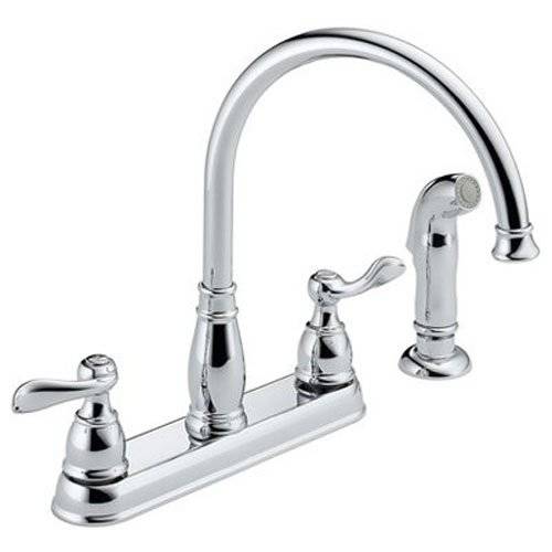 Delta Faucet Windemere 2-Handle 부엌, 주방 싱크대 Faucet with 사이드 스프레이식,분무식 in Matching Finish, Chrome 21996LF
