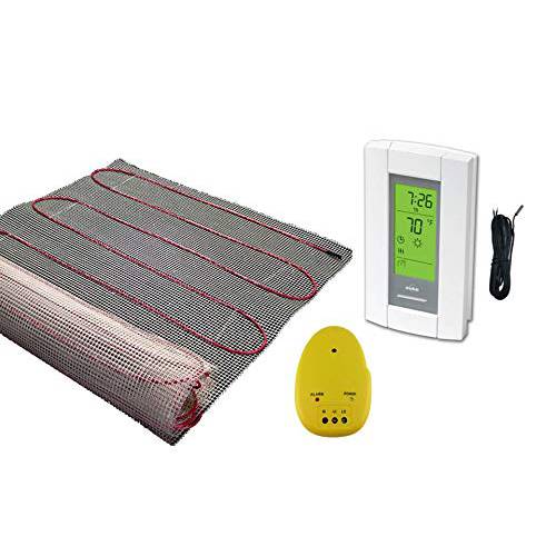 10 Sqft Mat, 전기,자동,전동 Radiant 바닥 히트 히팅 시스템 with Aube 디지털 바닥 감지 온도조절기