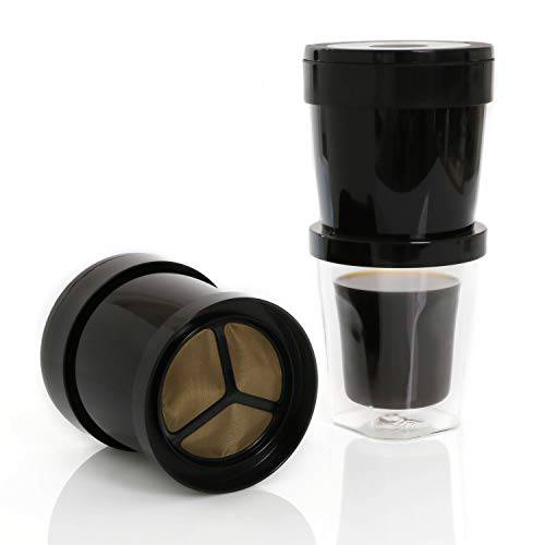 Finum 63/ 422.16.00 커피 Sprinter Pour Over 브루잉 필터 with Micro-Fine 스테인레스 스틸 Mesh, For a 1인분개별포장, 싱글 컵, Black