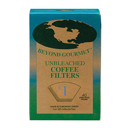 Beyond Gourmet  표백되지않음 커피 필터, 사이즈 Number-1,  표백되지않음 용지,종이, Made in Sweden, 브루어스,브루어리,브루어 1 to 2 컵, 박스 of 40