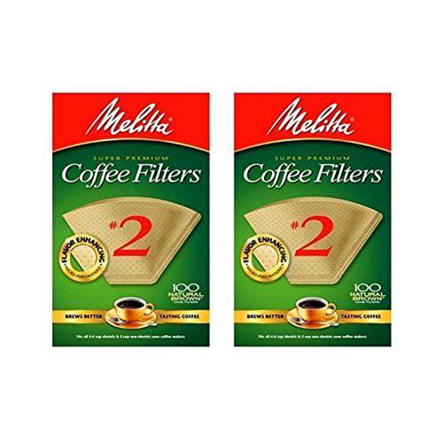 Melitta 원뿔형 커피 필터 2 - 자연스러운 브라운 100 Count (2 Pack)