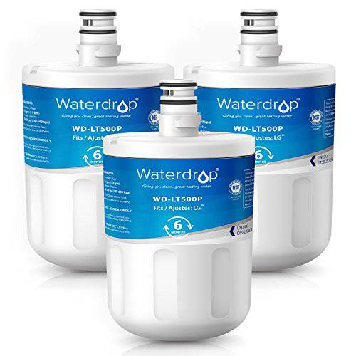 Water5231JA2002A 냉장고 용수필터, 물 필터, 정수 필터 Certified by NSF 401& 53& 42, 호환가능한 with LG LT500P, ADQ72910911, ADQ72910901, ADQ72910907, Kenmore GEN11042FR-08, 46-9890, Plus, Pack of 3