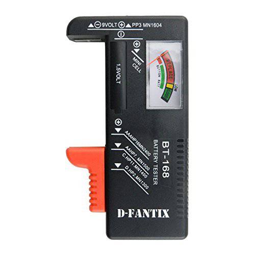 D-FantiX 배터리 테스터,tester 범용 배터리 잔량표시, 체커 AA AAA C D 9V 1.5V 버튼 셀 배터리 Model: BT-168 for