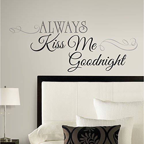 RoomMates Always Kiss Me Goodnight 벽면 스티커, 레터링, 문구 스티커 벗기고 and 붙이기 벽면 데칼 10 Inch X 18 Inch - RMK2084SCS