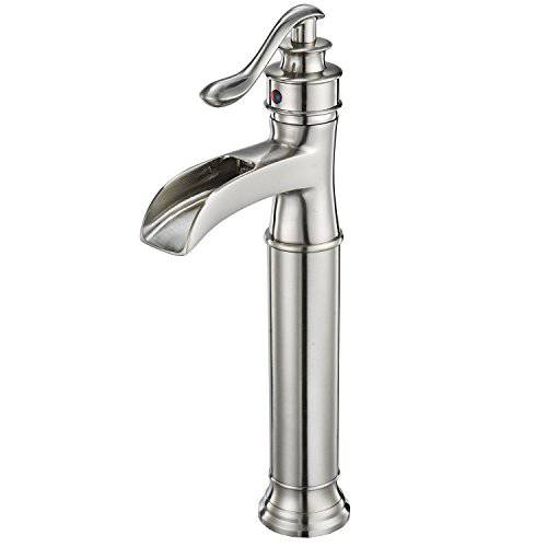 Vessel 싱크대 Faucet Brushed Nickel Waterfall Commercial 화장실 Faucet 싱글 본체 원 Hole