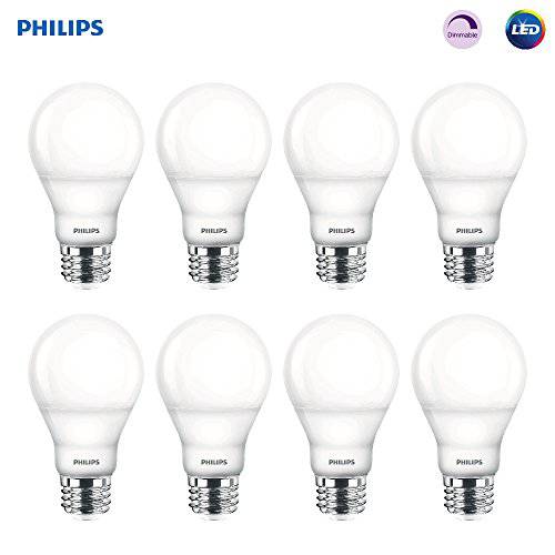 Philips LED 디머블, 밝기 조절 가능 A19 프로스트,프로스티드 전구: 800-Lumen, 2700-Kelvin, 9.5-Watt (60-Watt Equivalent), E26 미디엄 스크류 Base, 소프트 White, 8-Pack (Old Generation)