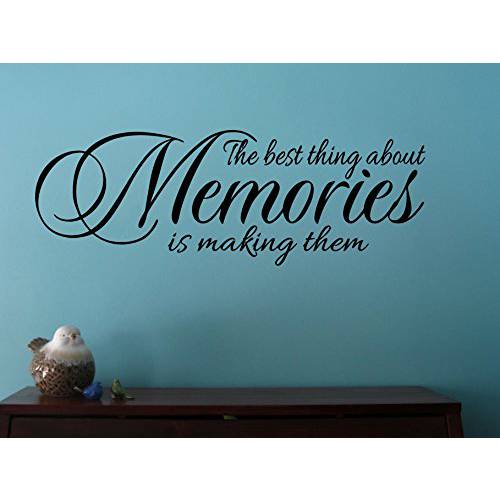 Wall Decor Plus More WDPM3532The Best Thing About Memories is 제작 Them 벽면 데칼 인용문 가정용, 비닐 스티커 아트, 블랙, 23 x 8