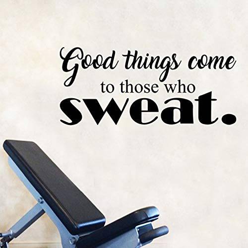 비닐 벽면 아트 데칼 - Good Things Come to Those Who Sweat - 11 x 23- Positive 피트니스 건강한 Lifestyle 인용문 스티커 헬스장 피트니스 요가 Ballet 사무실,오피스 Work 장식,데코