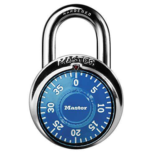 Master Lock 1506D 사물함 자물쇠,락커,락카 비밀번호 맹꽁이자물쇠,통자물쇠,자물쇠 1 Pack Blue