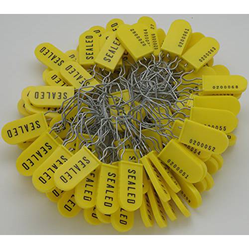 Plastic 와이어 맹꽁이자물쇠,통자물쇠,자물쇠 세큐리티 유지 Sequentially Numbered Yellow (Pack of 100)