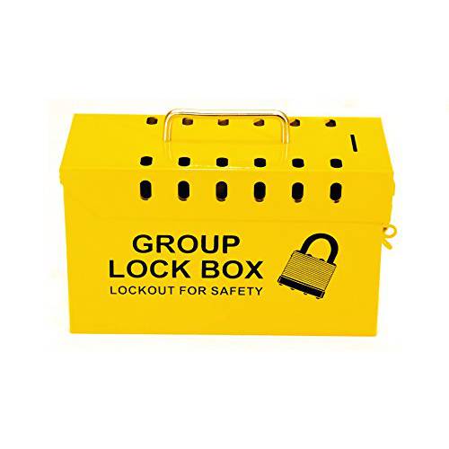 Lockout Safety Supply 7299Y-UN Group Lockout Tagout Box, Portable, Steel, Yellow