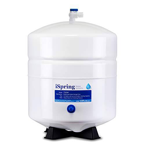 iSpring T32M Pressurized Water 보관함 Tank with 볼 밸브 for Reverse 삼투 RO Systems, 4 Gallon