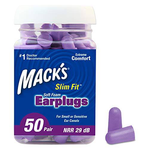 Mack’s 슬림 Fit 소프트 폼 Earplugs, 50 쌍, 세트 - 작은 이어플러그, 귀마개 for Sleeping, Snoring, Traveling, Concerts, 사격 스포츠&  힘 툴