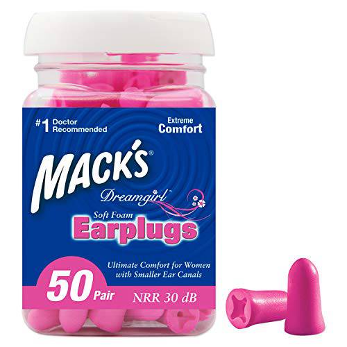 Mack’s Dreamgirl 소프트 폼 Earplugs, 50 Pair,  핑크 - 작은 이어플러그, 귀마개 for Sleeping, Snoring, Studying, 큰소리 Events,  여행&  콘서트