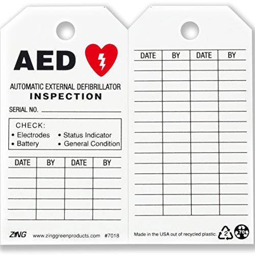 ZING 7018 Eco 세이프티,안전 Tag, AED Inspection, 5.75Hx3W, 10 Pack