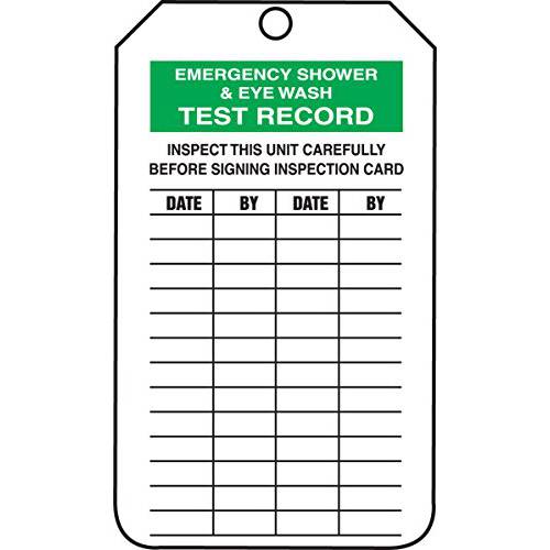 Accuform TRM105CTP PF-Cardstock 미니 Tag, LegendEmergency 샤워 and 아이 WASH 테스트 Record, 4-1/ 4 Length x 2-1/ 8 폭 x 0.010 Thickness, Green/ Black on 화이트 (Pack of 25)