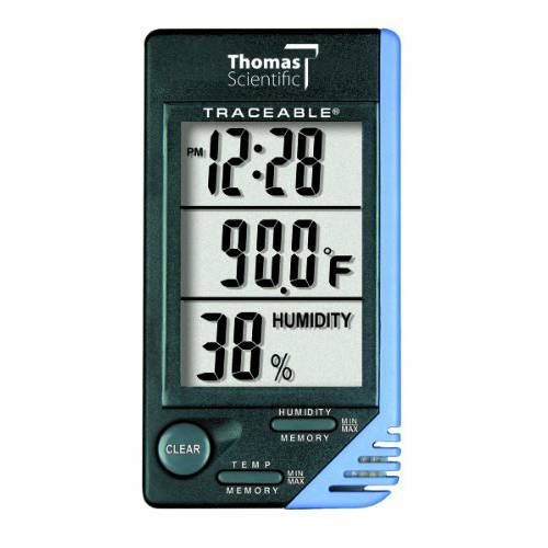 Thomas Traceable Thermometer/ Clock, +/ - 1 도 C 정확성