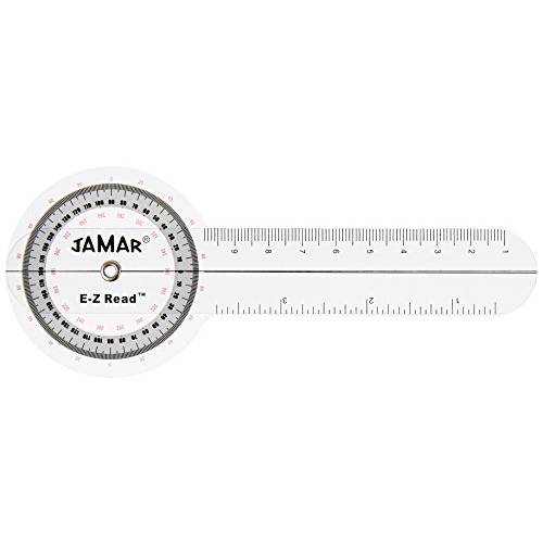 Jamar EZ Read 6 (15cm) Goniometer,  잘보임, 큰글씨 수동 핸드 and Finger 레인지 of 모션 치수,측정 Tool, 앵글 Measuring, 투명 Protractor, 정확한 Measuring,  인치&  센티미터 리니어 치수측정