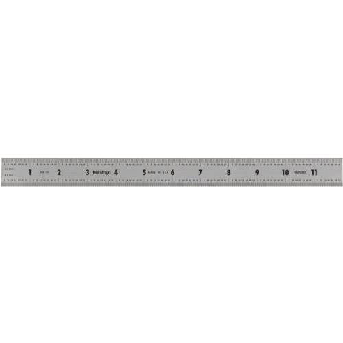 Mitutoyo 182-125, 스틸 Rule, 12/ 300mm ( 1/ 32, 1/ 64, 1mm, 0.5mm), 3/ 64 Thick X 1 Wide, 세틴 Chrome 피니쉬 강화 스테인레스 스틸