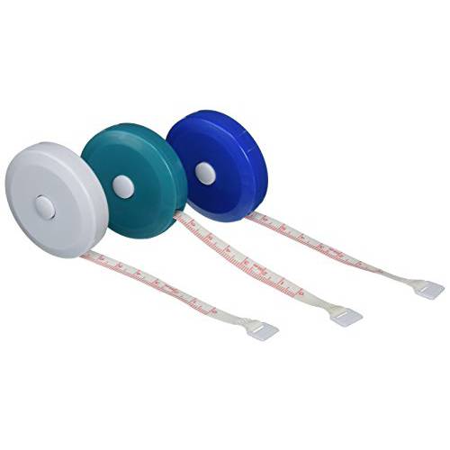 3 PACK: Retractable Medical 바디 테이프 치수,측정 White, Teal, and Royal Blue