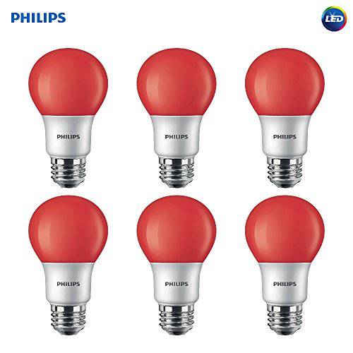 Philips LED 463216 레드 60 Watt 호환 A19 LED 전구, 6 Pack