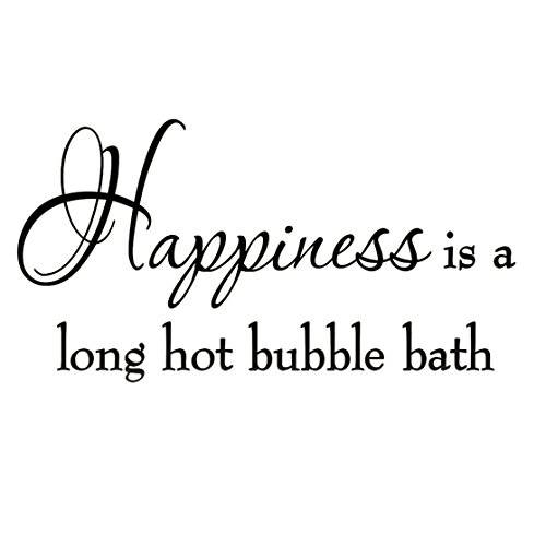 VWAQ Happiness is a 넓은 핫 버블, 거품 목욕 벽면 데칼,스티커 화장실 문구,인용구 샤워 스티커 Sayings 욕조 각인