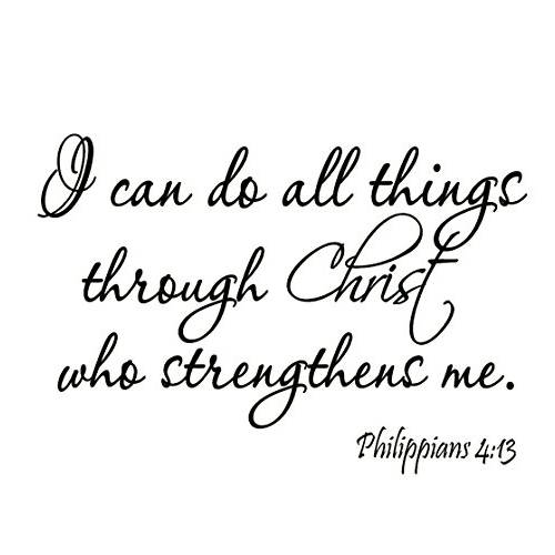 VWAQ I Can Do 모든 Things Through Christ Who 강화 Me Philippians 4:13 벽면 데칼 성경 Scripture Christian 벽면 아트 인용문 각인