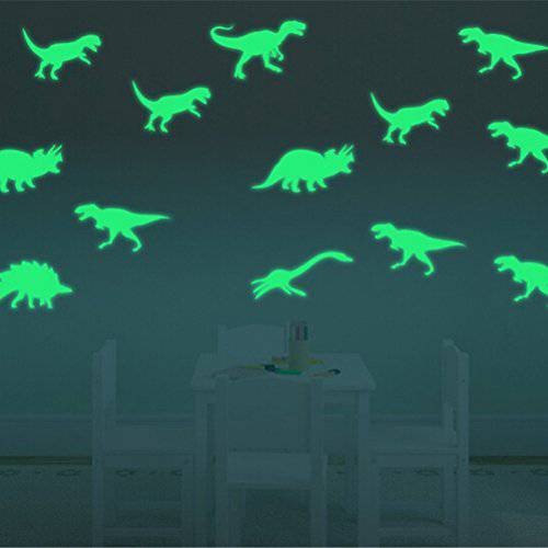 WarmShine 45 Pack 공룡s 벽면 데칼,도안 Fluorescence 스티커 Creative Luminous 벽면 장식용 공룡 Sticker, 글로우 야광 라이트 장식,데코 (45 Pieces)