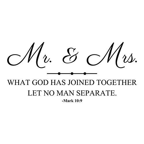 벽면 데칼 인용문 Mr. and Mrs. What God Has Joined 부착 Let Mark 10:9