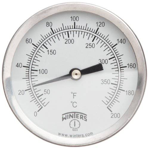 Winters TCT Series 이중 저울 마일드 스틸 Clamp-On Thermometer, 2-1/ 2 Dial, 30-390 F/ C 레인지
