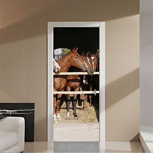 VancyTop 3D Stable Horse 무늬 문,문틈 스티커 for 생활 Room 침실 홈 데코,장식