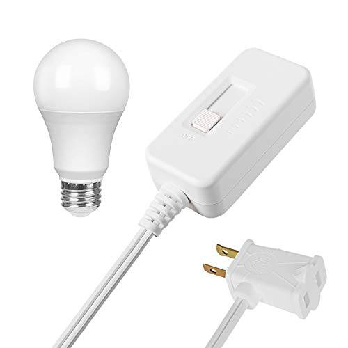 DEWENWILS 테이블 탑 Inline 조광 Switch and Warm 디머블, 밝기 조절 가능 LED 전구 세트 for Lamp, 풀 레인지 슬라이드 Control, 6.6 ft 연장 Cord, UL Listed, 화이트